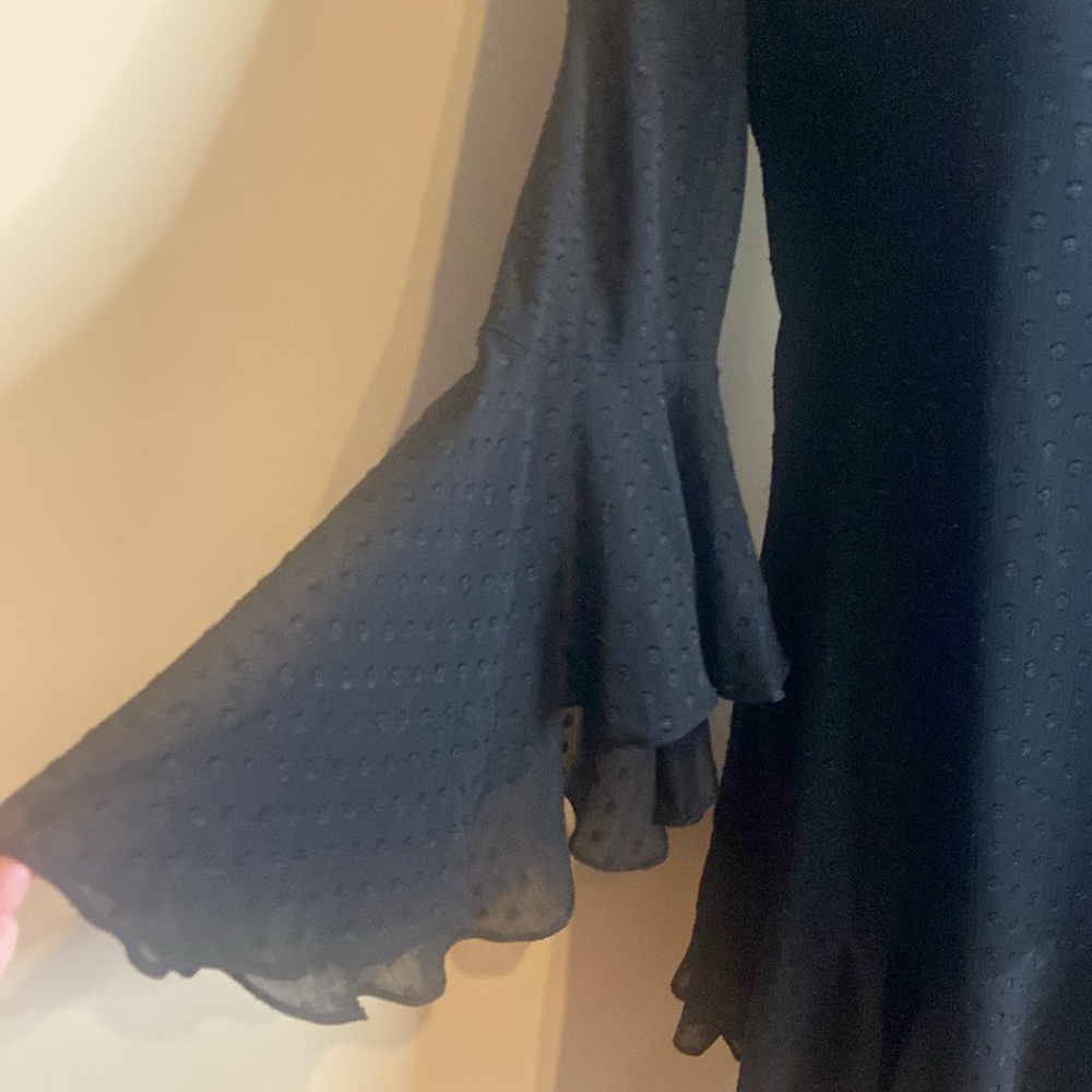 VINCE CAMUTO Black Clip Dot Chiffon NWT Size 16 Dress - Picture 3 of 14